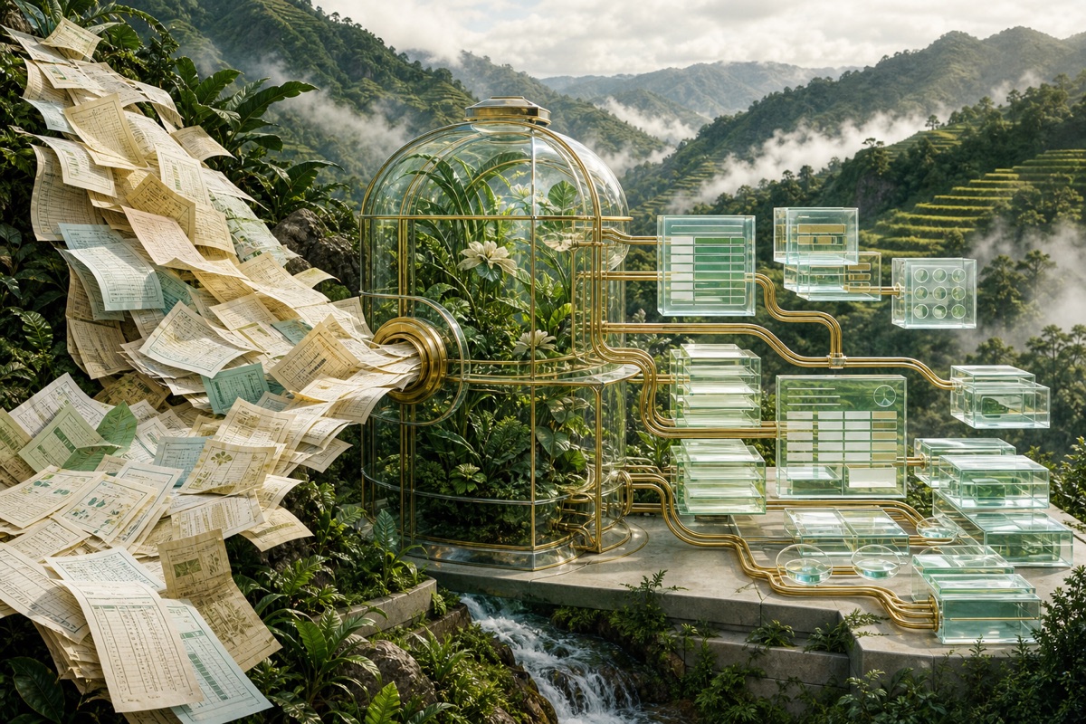 A glass processing system turns a large stream of documents into ordered structured data